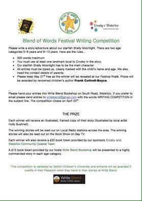 BlendofWords's tweet photo. Creative opps for North West kids with our #childrenswritingcompetition judged by @frankcottrell_b #northwesthour https://t.co/rfXWXcDL9l