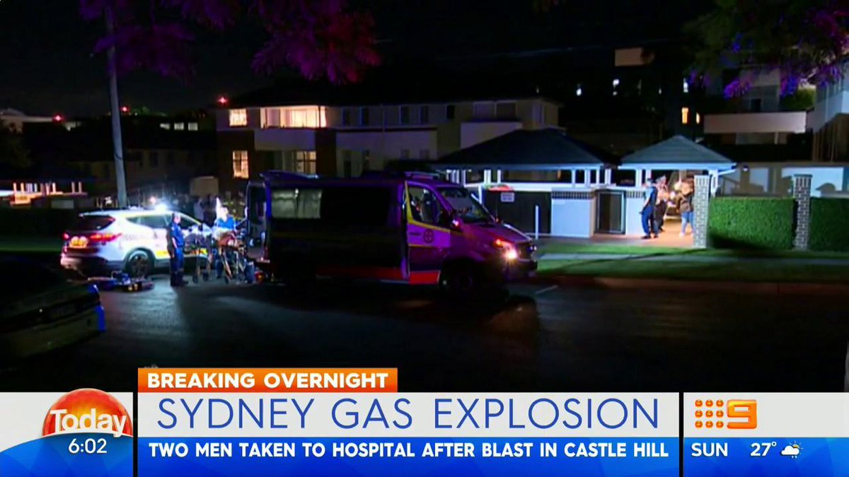 Two men taken to hospital after gas explosion in Castle Hill, both
