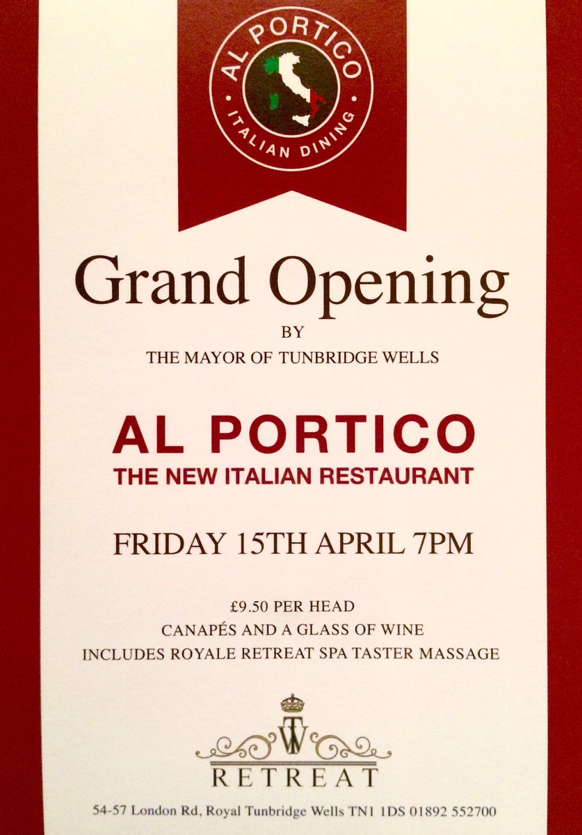 TwellsRetreat's tweet photo. Join us on Friday for a night of canapés and wine 🍝🍢🍷 #TunbridgeWells #AlPortico #Italian #Restaurant #Wine #Canapes https://t.co/4q7tRQvEAh