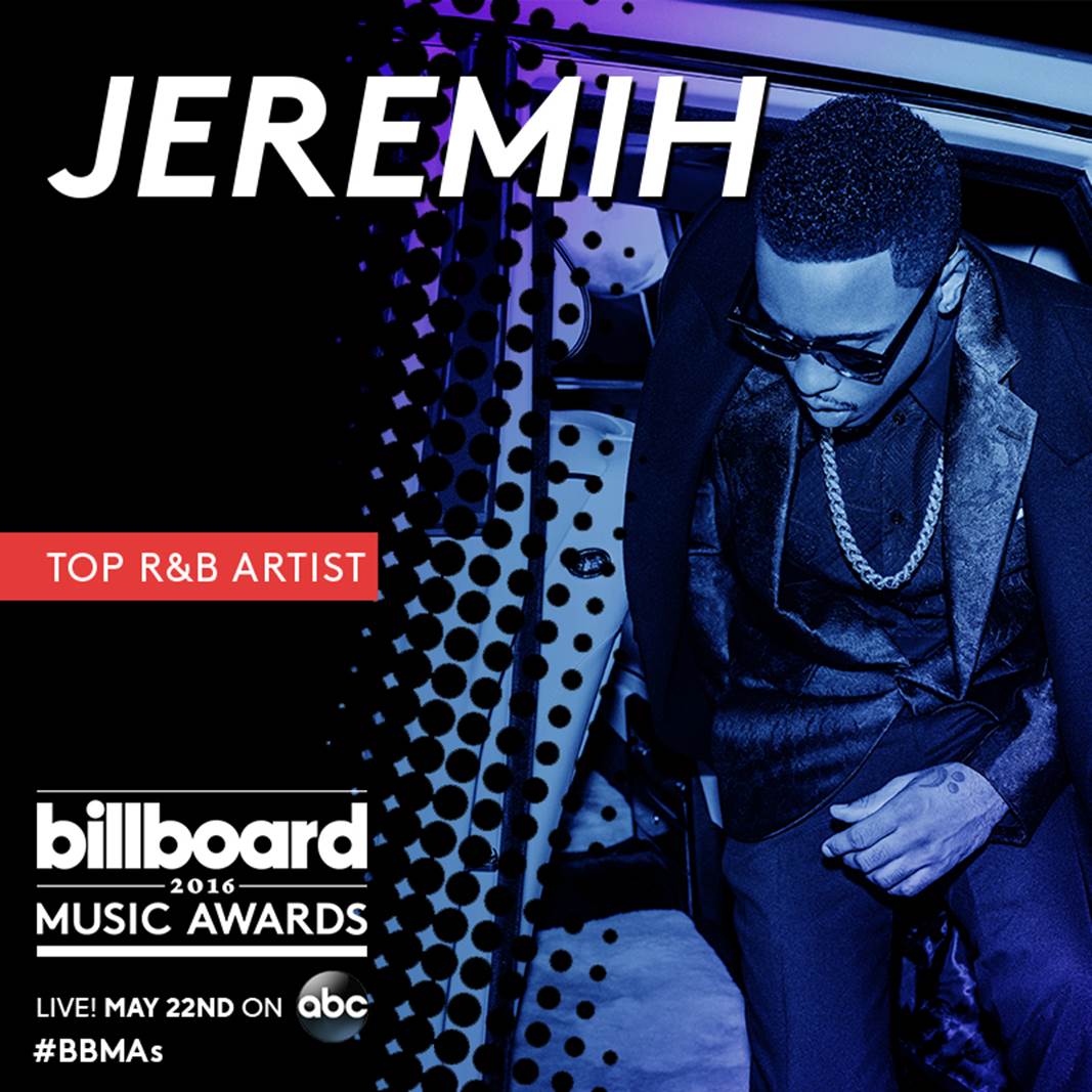 defjam's tweet image. #PassDat nomination over here...congrats @Jeremih. #TopRnBArtist! @BBMAs! Tune in May 22nd!