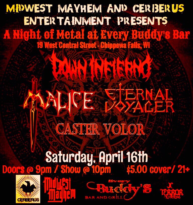 Downvenom's tweet photo. Chippewa Falls!! This Saturday night!!  
\\m//!!! https://t.co/d3aM9VaY9M