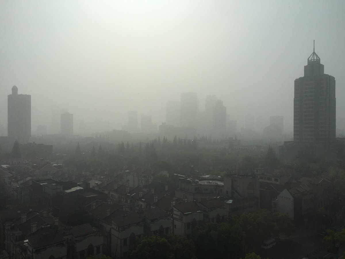 McLarenF1's tweet photo. Morning view from the Hilton Shanghai, where most of McLaren is staying. Sunny but smoggy. #ChineseGP https://t.co/elfsWM88Py
