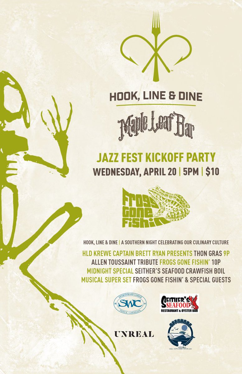 frogs_official's tweet photo. #Frogs kickoff #jazzfest @MapleLeafNOLA on 4/20!! #ribbit #nolamusic #funkyfrogs https://t.co/83BxAEImXD