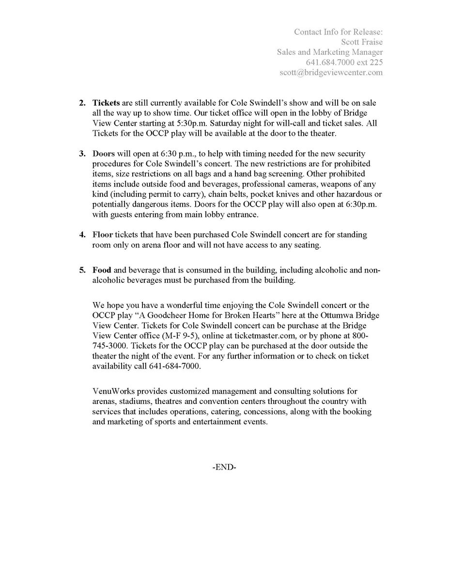 Five things to know about a busy Saturday night at Bridge View Center #coleoccp@BridgeViewCtr