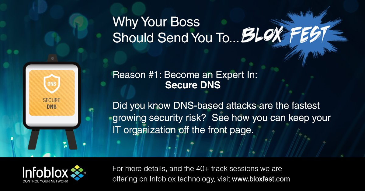 Infoblox's tweet photo. Hear war stories from security practitioners &amp; how to reduce risk in #SEC106 at #Bloxfest: https://t.co/54kSAqEzgs https://t.co/nOdDhjDORT