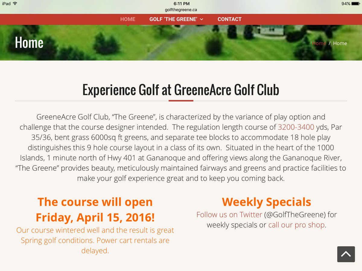 GreeneAcre Golf Club (@golfthegreene) on Twitter photo We wintered quite well! Course opens thus Friday April 15th! #ygk #Gananoque #Kingston We wintered quite well! Course opens thus Friday April 15th! #ygk #Gananoque #Kingston