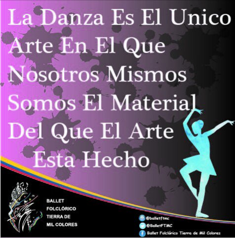 BalletFTMC's tweet photo. La danza es el unico arte en el que nosotros mismos somos el material del que el arte esta hecho #Miercoles #BFTMC https://t.co/IT14uFkmtY