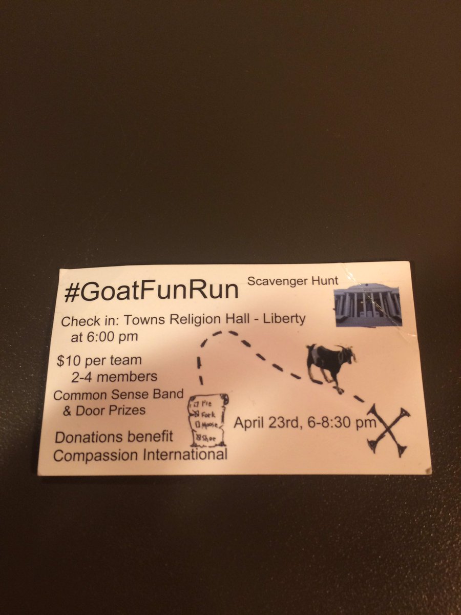 quincyathompson's tweet photo. PSA: is this #goatfunrun real?! #LibertyUniversity @KerraJayne wants to know! https://t.co/j3jyopjTGU