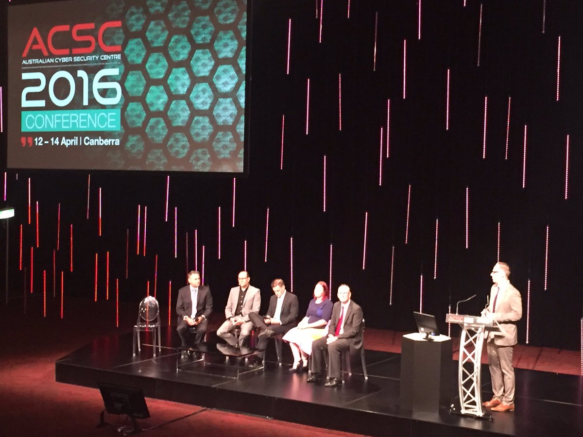 zimbani_'s tweet photo. #2016acsc Australian Cyber Security Centre (ACSC) Leader Panel answering the tough questions. https://t.co/fKxHimfe54