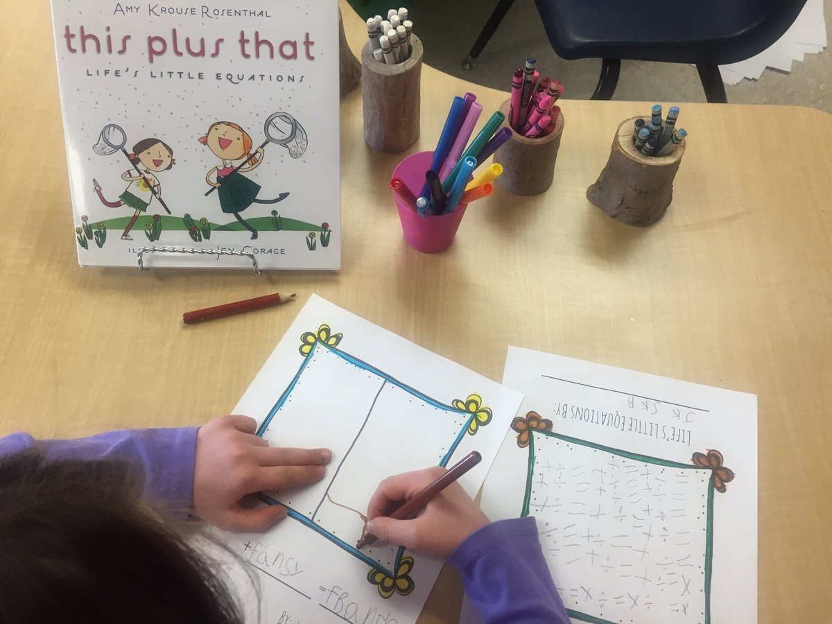 FDK_Lightning's tweet photo. Working on a class book inspired by #thisplusthat by Amy Krouse Rosenthal - Ss are writing their own life equations. https://t.co/OVQ9ltjg26