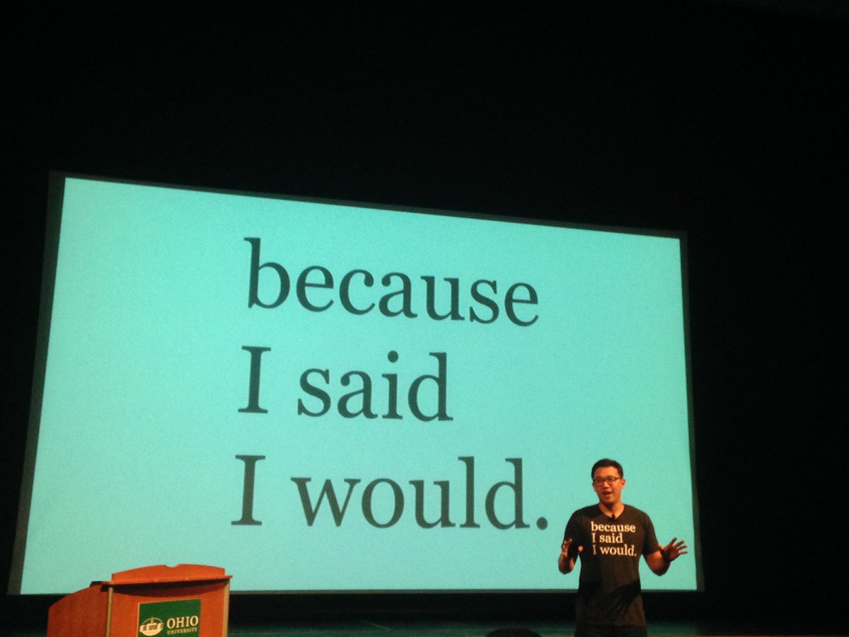 OHIOIweek's tweet photo. OU alumnus &amp; #OHIOUWEEK16 keynote speaker Alex Sheen is speaking now @ Baker Theater @bcisaidiwould @ohiou @ThePost https://t.co/H1dypbAvoa