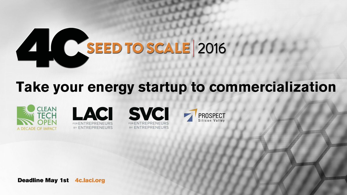 laincubator's tweet photo. #energy #startups
Apply to #4CSeedToScale by May 1
@cleantechopen @ProspectSV #SVCI
https://t.co/rPdV5zc9fw https://t.co/SYgws3OAiU