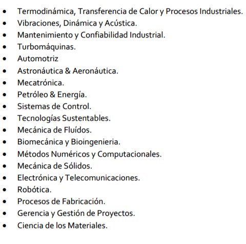 asmeUSB's tweet image. Las secciones técnicas del #CongresoAsme son las siguientes: