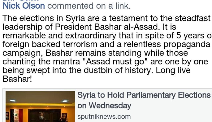 Narwhal8915's tweet photo. #SyriaElection #Steadfast #BasharStanding chanting mantra "Assad must go" 1x1swept #DustbinHistory #LongLiveBashar https://t.co/YGfVrmMkks