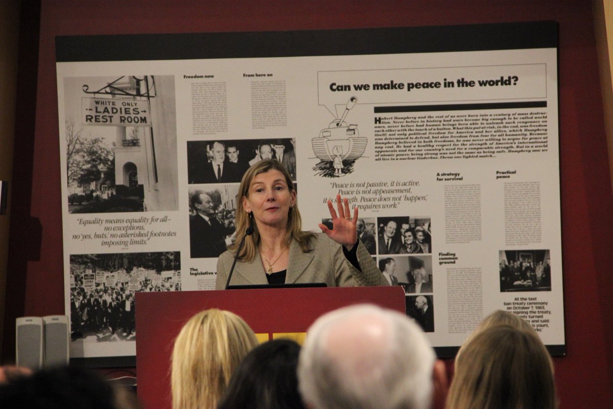 nancylindborg's tweet photo. Perfect backdrop to my talk yesterday @HHHSchool: Hubert Humphrey's commitments to #makingpeacepossible @USIP https://t.co/QCBTNMyZGN