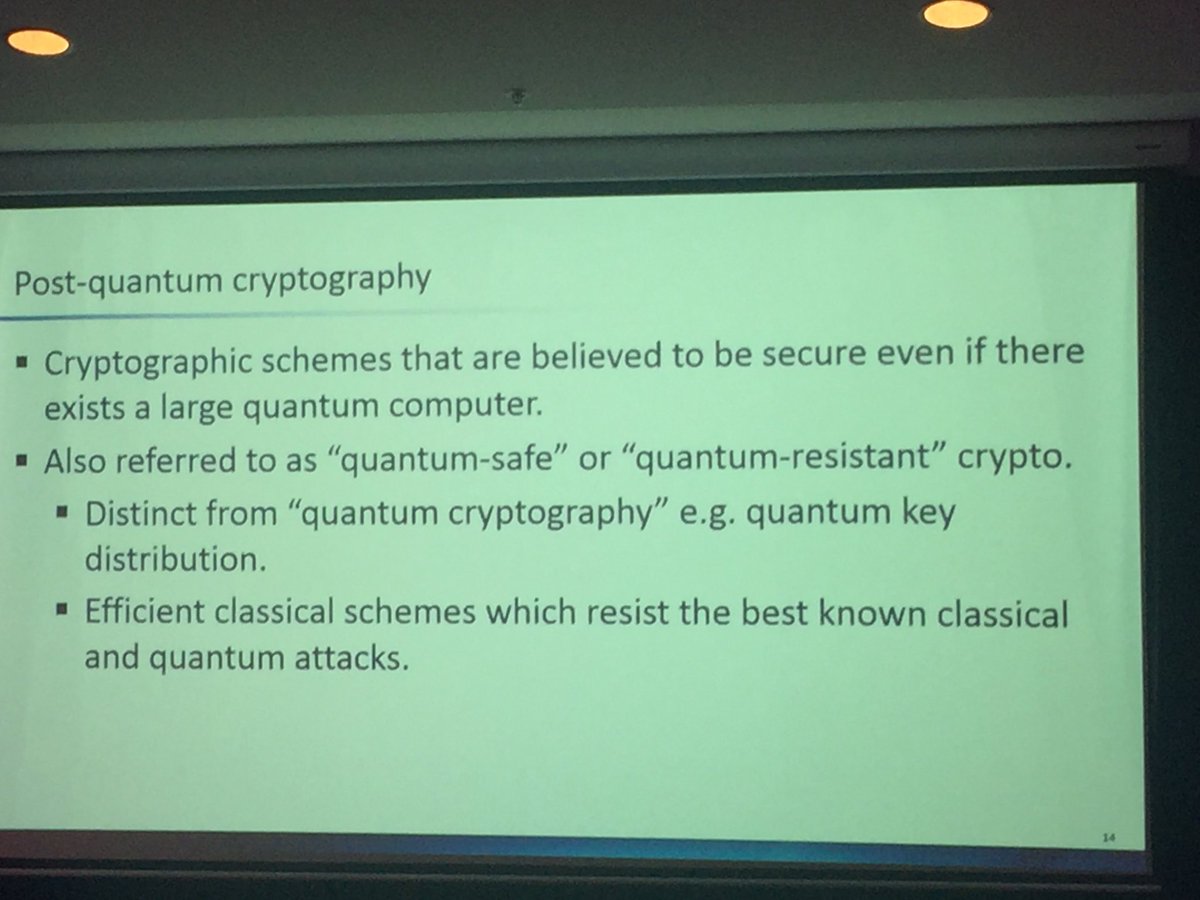 zimbani_'s tweet photo. #2016acsc Dr Brian LaMacchia (Microsoft Research) sharing his thoughts on a post-quantum cryptographic world. https://t.co/Sb46G47PVn