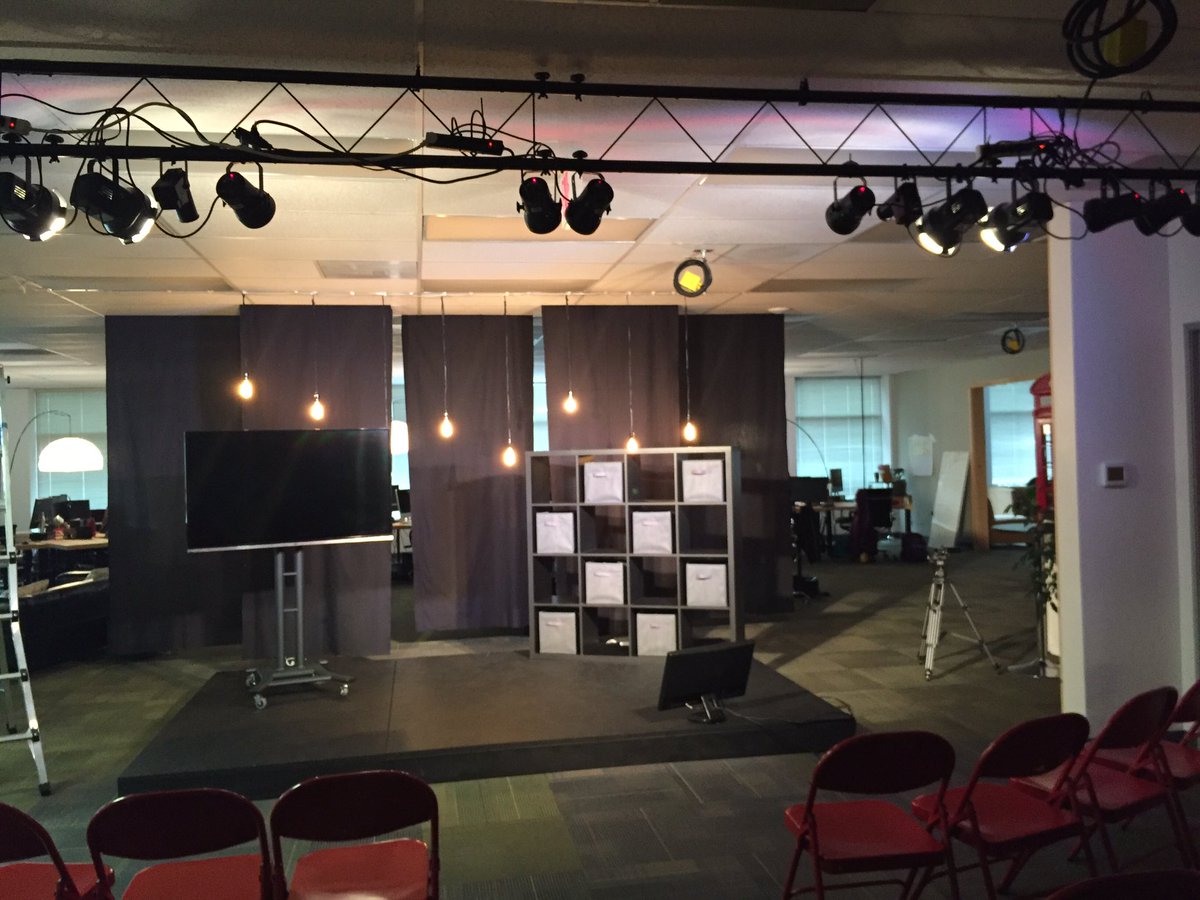 redjacketwest's tweet photo. Putting the finishing touches on tonight's #RedTalk with @ExecSpeaking, live from the #RedJacketWest stage https://t.co/zo7NY89qfW