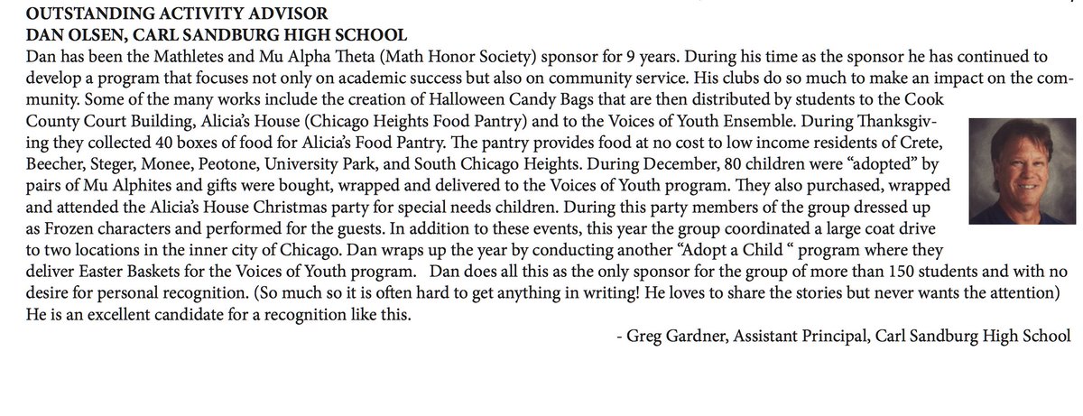 SandburgHS's tweet image. How about 1,000 retweets for Mr. Olsen! @IDSA_activities 2016 Outstanding Activity Sponsor. Congratulations.#EagleUp
