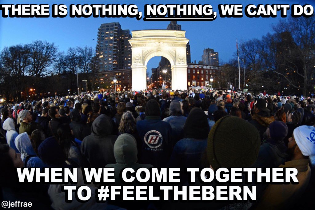 People4Bernie's tweet photo. BREAKING: more than 20k #FeelTheBern in Washington Sq park https://t.co/SZ0rdw6TVV knock all the doors &amp; we will win https://t.co/JkxcTimowj