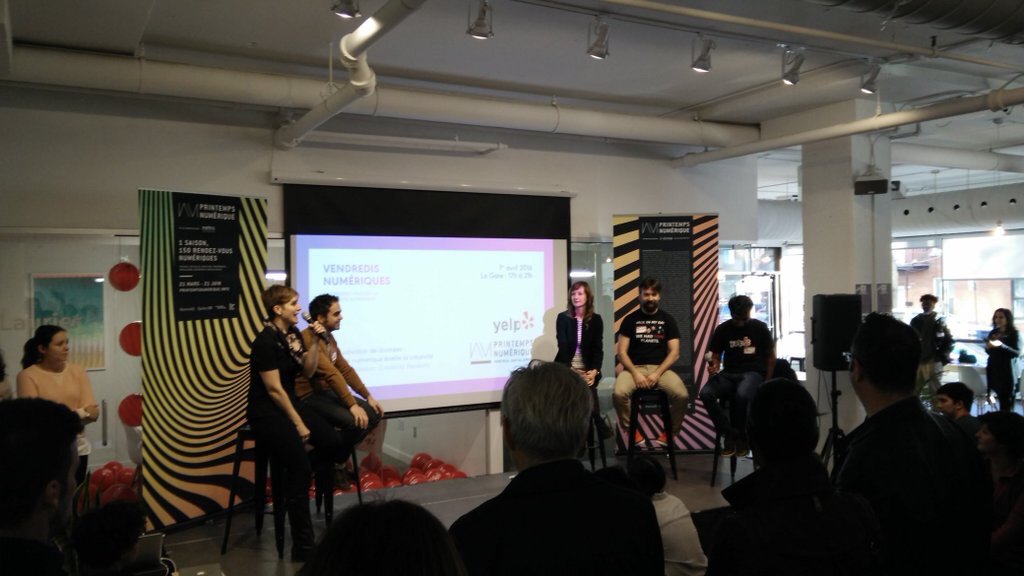 mtl_lium's tweet photo. Et c’est parti! #Yackathon @yelpmontreal - panel avec Stéphane Guidoin de #Montréal #villeintelligente @MTL_DO https://t.co/0lKGv7CY4p