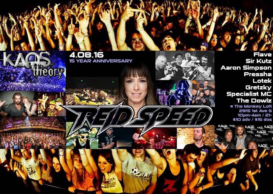 JeffDowlz's tweet image. Flyer for next Friday @KaosTheorySEA 15 Year Anniversary with @reidspeed @ Monkey Loft!