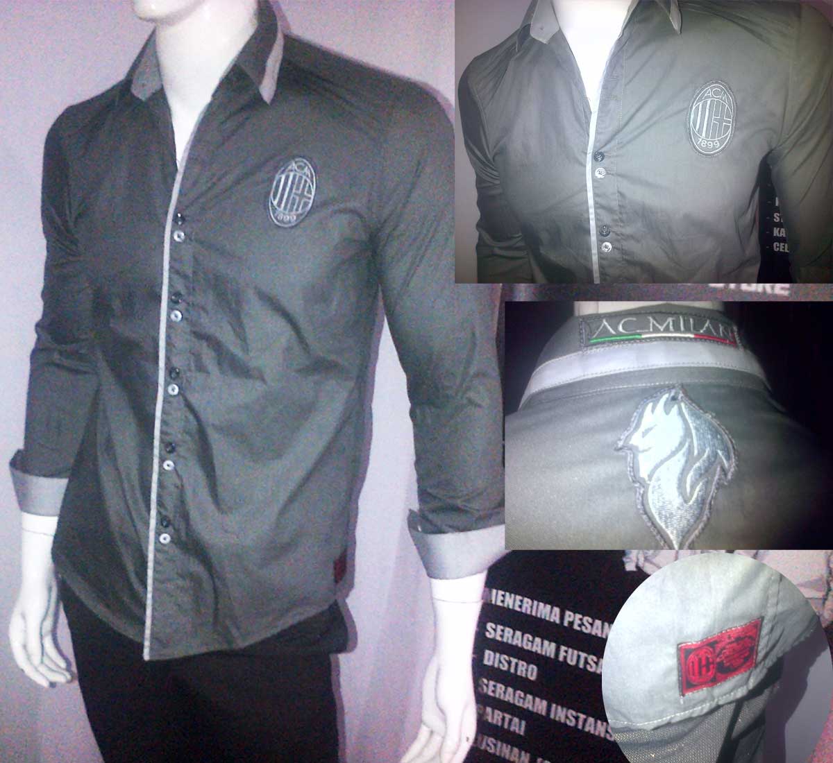 DISKON Kemeja AC MILAN GREY LOGO SILVER DR 135rb jd 115rb Size S M L XL XXL, BB 25C1A31A
