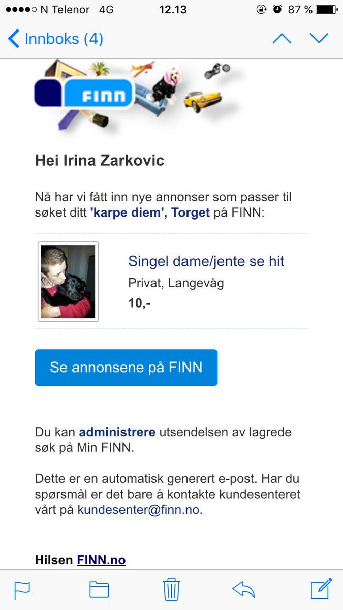 iriina's tweet photo. Når du får varsel fra Finn.no og tror du skal få kjøpt deg billett til Karpe konsert, men dette skjer @ChiragKarpe https://t.co/5i4u5P54Uc