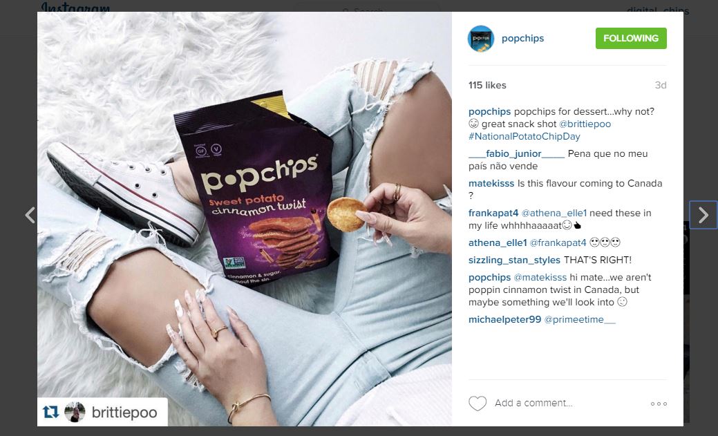 DigitalChips3's tweet photo. Most successful post of Pop Chips on Instagram is an image. https://t.co/WZBdPbXbG5