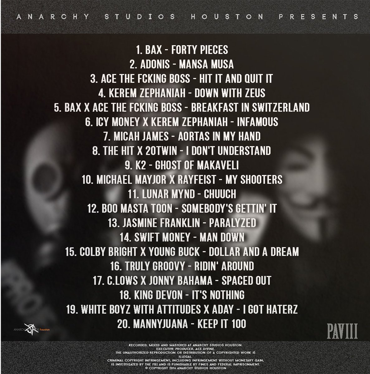PA4503's tweet photo. Official #PAVIII Tracklist | iTunes Order Link In Bio | https://t.co/XkK3Tl8NqG https://t.co/LC9bQg7Vy0