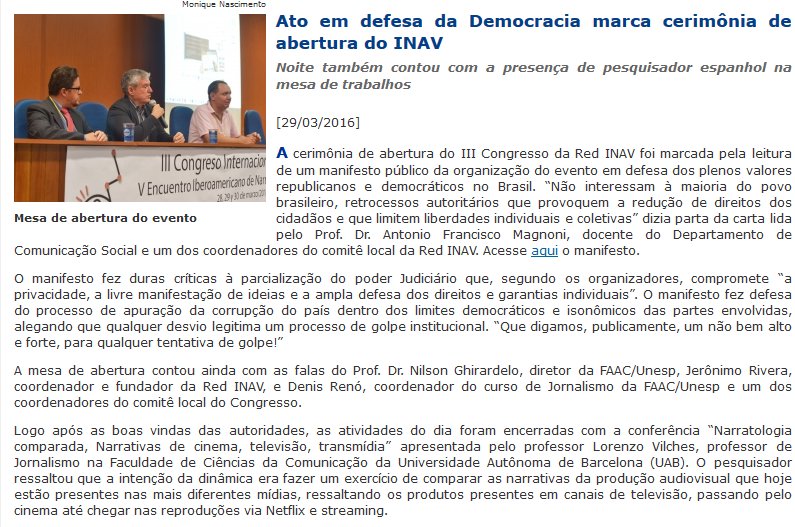 jeroriveracine's tweet photo. Amplia cobertura mediática tuvo congreso @red_inav en @Unesp_Oficial Brasil #Narrativa #audiovisual #investigación https://t.co/ZZbFdTdKUI