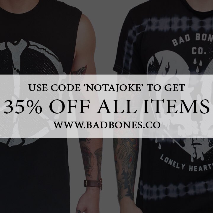BadBonesCo's tweet photo. 35% off tonight ONLY! Use code 'NOTAJOKE' https://t.co/VL4fZMlb8t https://t.co/u6oWXxWc0Y