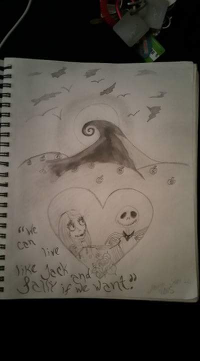 sp00kyghoulmom's tweet photo. We can live like Jack and Sally if we want. #art #somethingidrew #jackandsally #nightmarebeforechristmas https://t.co/PtOYBPCufR