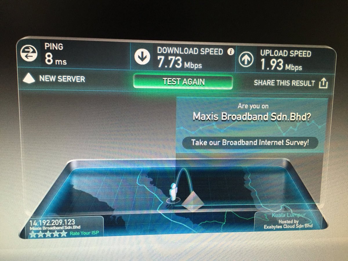 vinncccent's tweet photo. @MaxisListens download speed doesn't even reach near to 10 and upload speed is very low. Been long already. https://t.co/GLmgWEG6kK