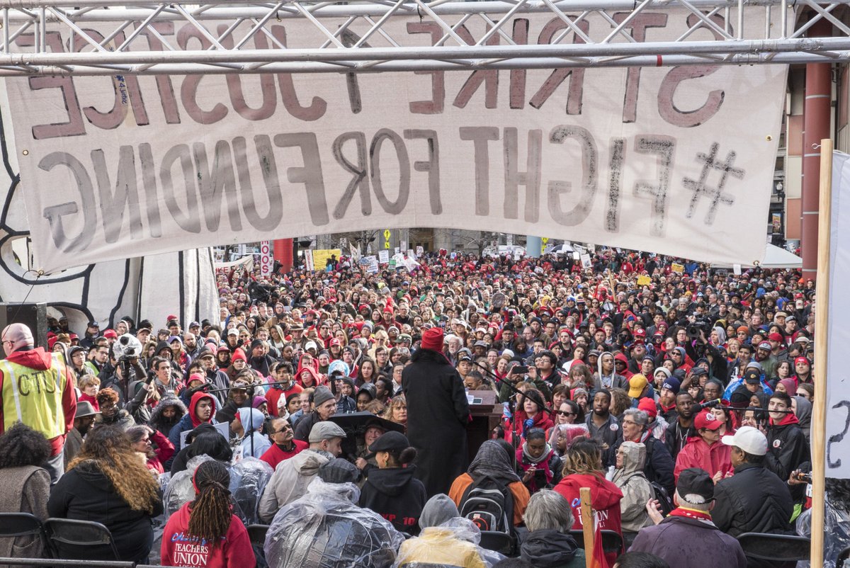 JosephBrusky's tweet photo. CTU President @KarenLewisCTU addressed a sea of striking educators &amp; their supporters #CTUstrike #FightForFunding https://t.co/WaQEJIGrkc