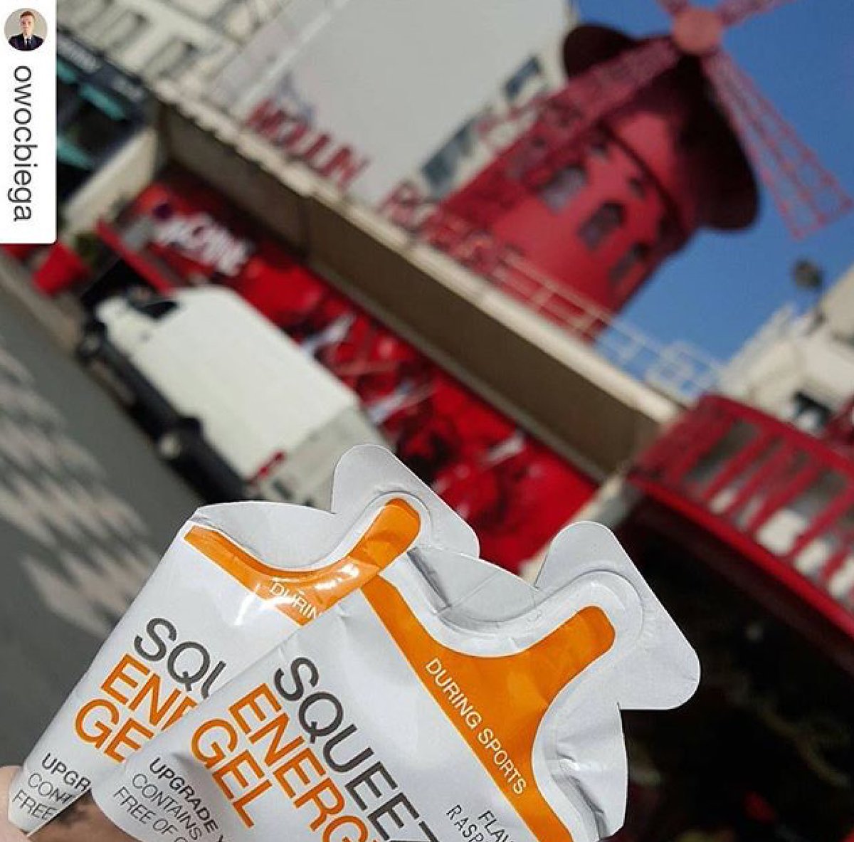We love this photo taken outside the Moulin Rouge in Paris 💃🇫🇷 #squeezysportsnutrition #paris