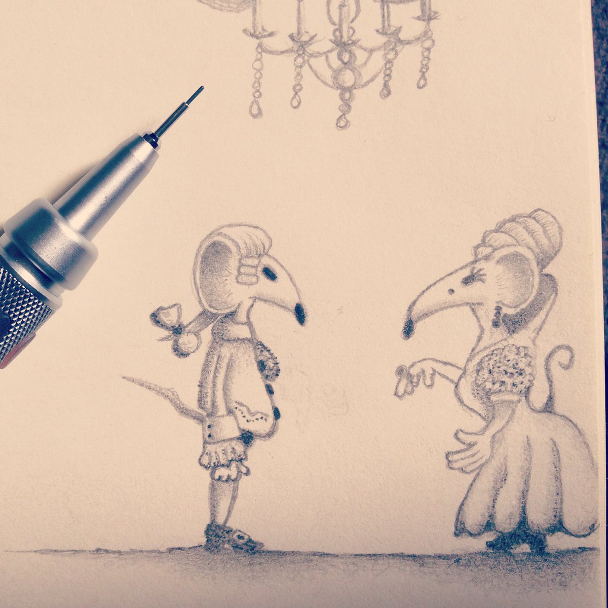 tyvesoben's tweet photo. It's saturday. Wanna Dance? #signaturemouse #rococo #baroque #pencil #graphite #moleskine #sketchbook #illustration https://t.co/nKHilukptt