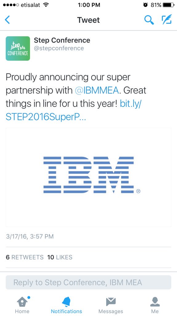 aliabadreldin's tweet photo. Just downloaded #STEP2016 app..join us #IBMatSTEP @magedwassim @DimaKandalaft @stepconference @abutler @IBMBluemix https://t.co/vZJJEUmIk4