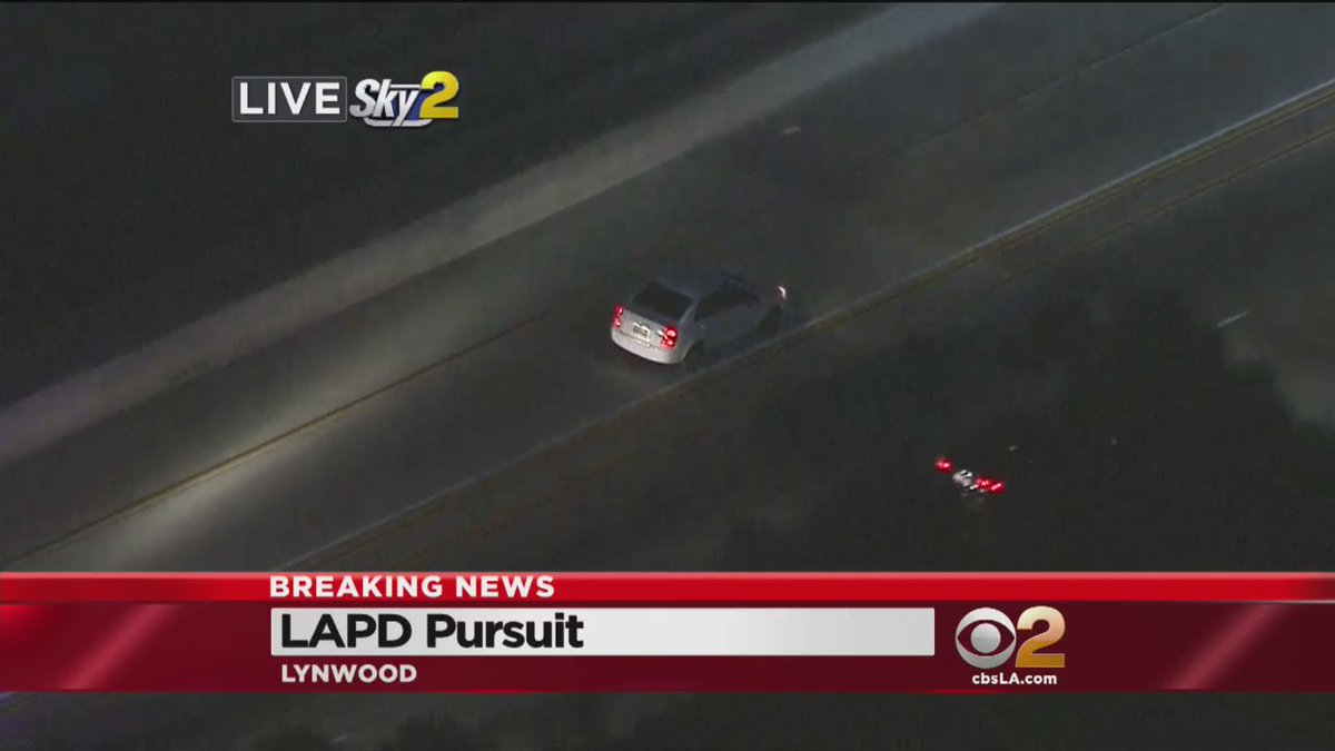CBSLosAngeles's tweet photo. UPDATE: #pursuit on 105 freeway of driver reported with gun approaches 710 freeway. WATCH: https://t.co/YlTlULEW6J https://t.co/cqyK44BDsz
