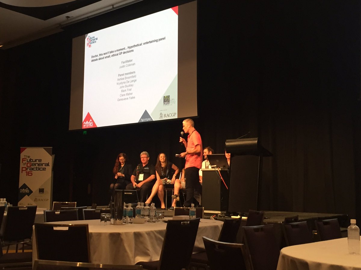 DrBeccyC's tweet photo. Ethical hypotheticals to finish off Day 2 with @drjustincoleman, lots of laughs #fgp16 @GPSN_ @RACGP #GP4me https://t.co/J9l65adV9o