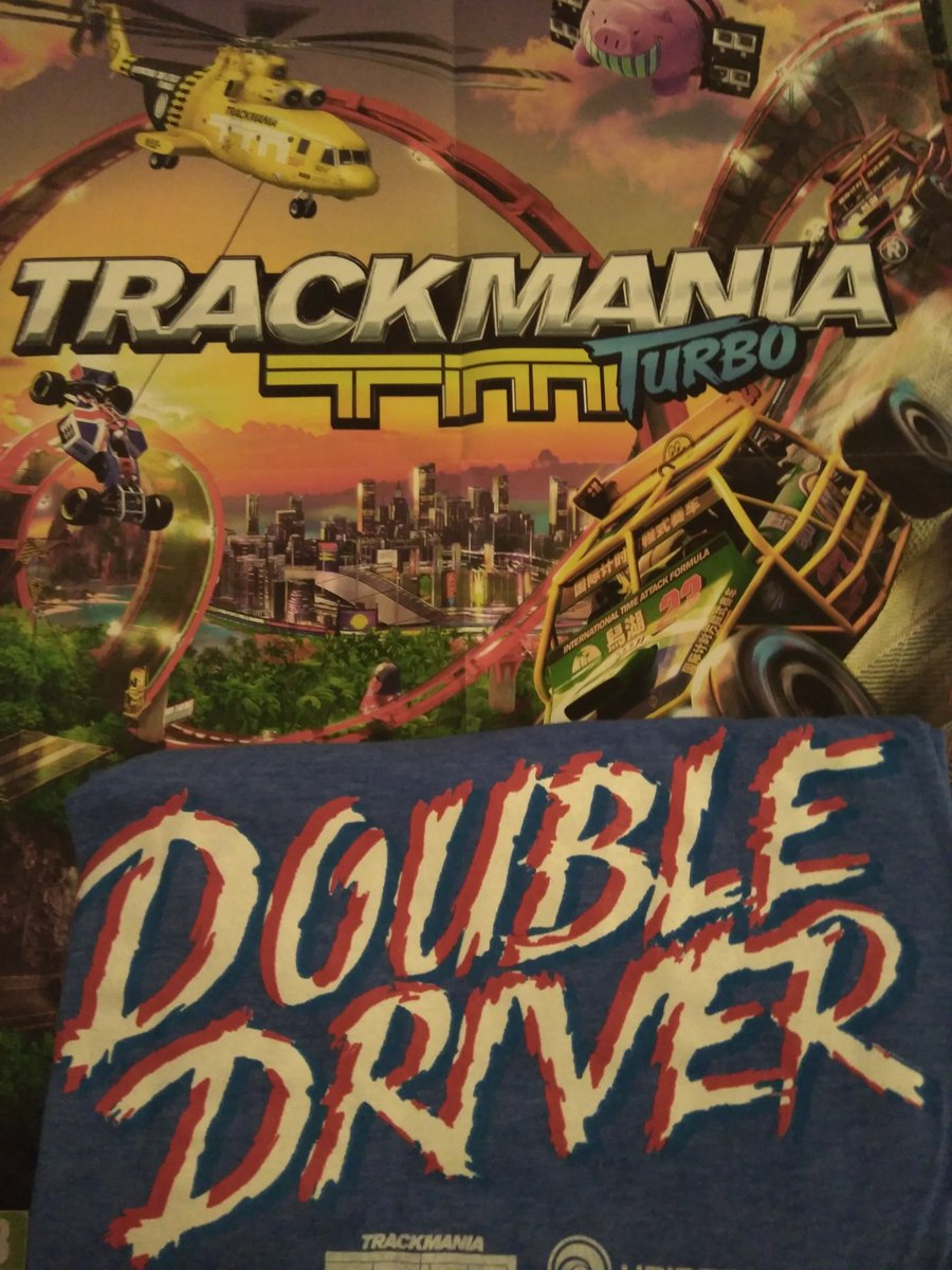 lephenix95's tweet photo. @UbisoftFR #Merci #UbisoftFr #TrackmaniaTurbo #t-shirt #DoubleDriver + #Poster #jeuxvidéo #PS4 #Xbox #Pc https://t.co/jU7gLyG24l