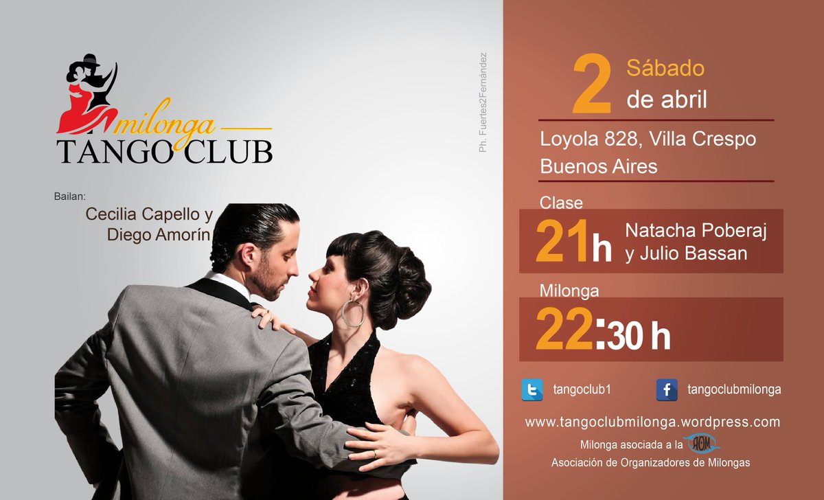 TangoClub1's tweet photo. Sábado 2 de abril: Cecilia Capello y Diego Amorín en #Tango Club.https://t.co/AYa7OO8O5l   #buenosaires #milonga https://t.co/Pw5KqZkEnB