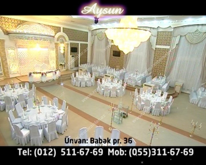 Ən xoşbəxt anları Aysunda keçirin. Gələn qonaqlarınız Aysun şadlıq sarayından tam razı gedəcək. 
Mob: (055) 3116769
