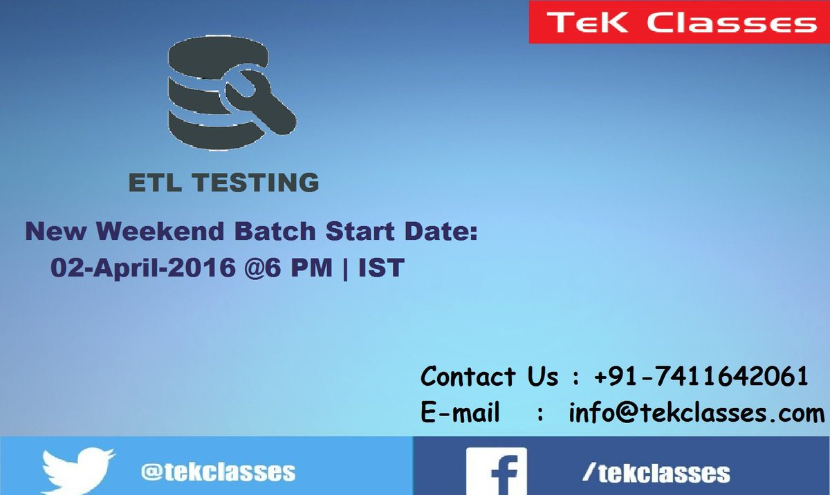 tekclasses's tweet photo. April-2016 New Batches at #Tekclasses
For More Details Visit Below Link-
https://t.co/pHplWerAD7 https://t.co/w2o35XeSYt