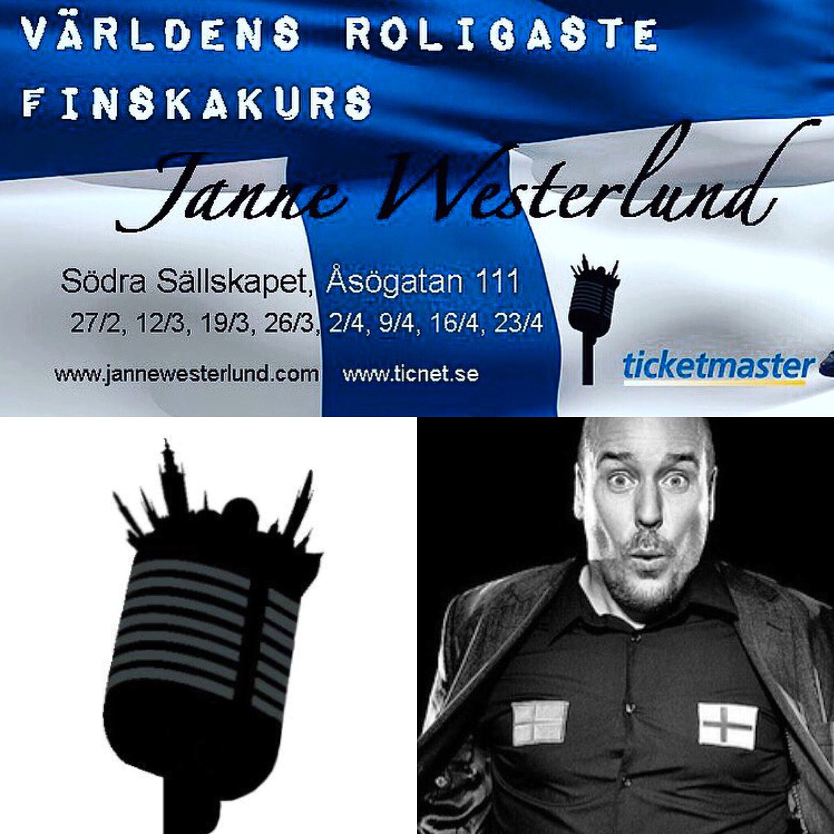 JanneWesterlund's tweet photo. Ikväll kl.18.00 ses vi på @SthlmComedyClub Biljetter finns på @TicketmasterSE https://t.co/UIhxUAYbq3