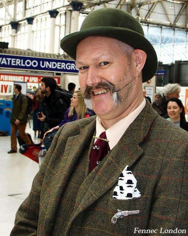 Fennec_London's tweet photo. #Dapper Jason enroute to #handlebar #moustache #handlebarclub in members only #cravat &amp; #pocketsquare  #menstyle https://t.co/h8b9GY90bh