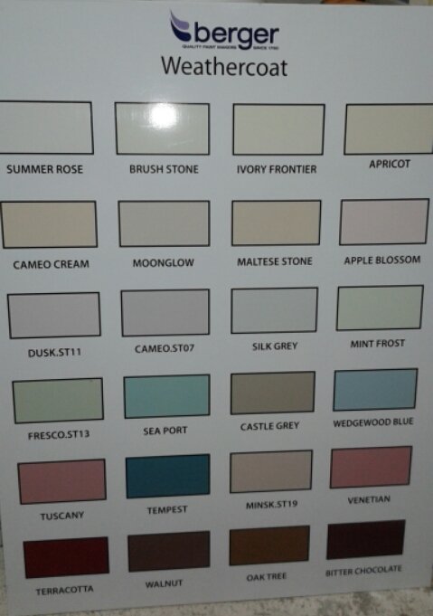 Weathercoat Masonry Paint Colour Chart