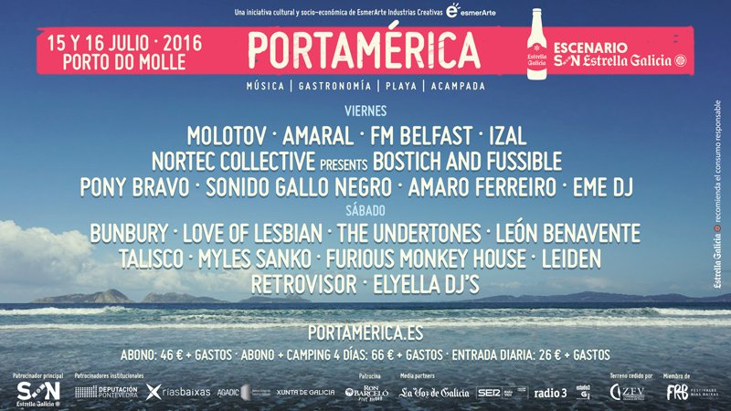 CARTEL COMPLETO: Festival <a href="/portAmerica/">PortAmérica</a> 15-16 de Julio, Porto do Molle (Nigrán) Entradas --> elmundodetulsa.com/2016/04/Festiv…