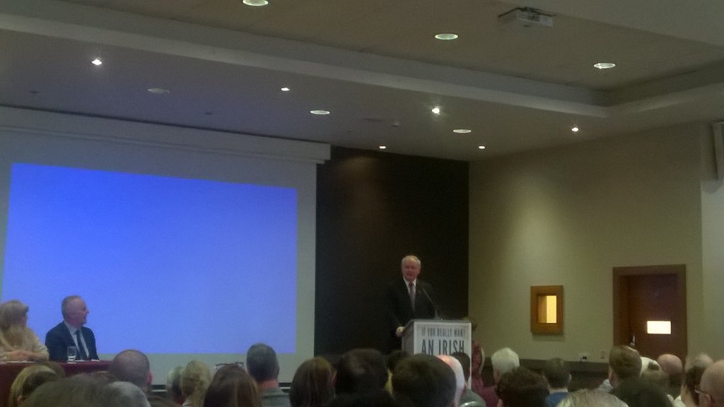 DerrySinnFein's tweet photo. Martin McGuinness addresses the audience #3forDerry #jointherising2016 https://t.co/C89OIpgDm4