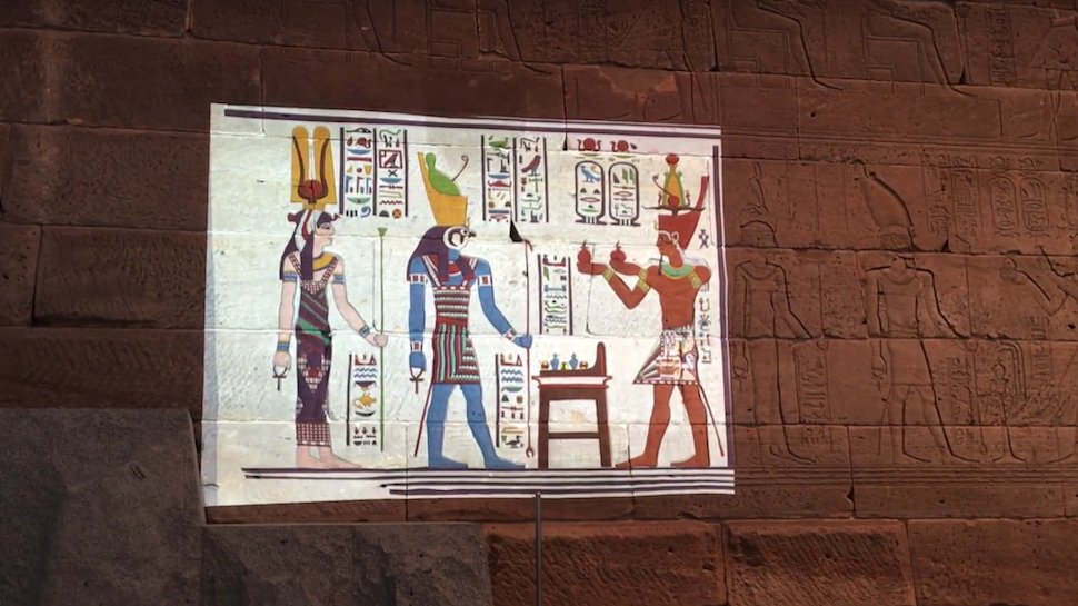 nerdist's tweet photo. Projection mapping brings the once colorful world of Ancient Egypt back to life: https://t.co/rrKCwxacrp https://t.co/qi2HVvHj88