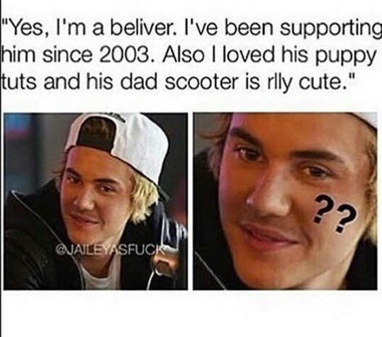 Chiku_AND_Sam's tweet photo. FAKE BELIEBERS BE LIKE 😂😂 https://t.co/zwAM7e5TQ3
